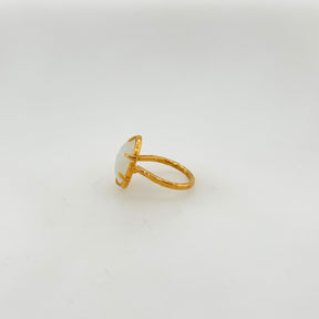 Fawn Moonstone Gold Plated Silver 925 Ring