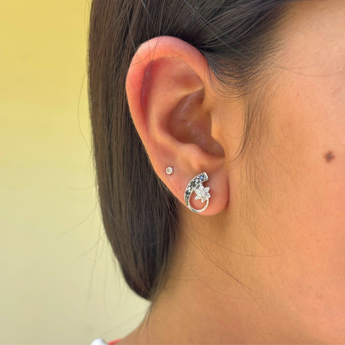 Coma Silver 925 Diamond Stud Earrings