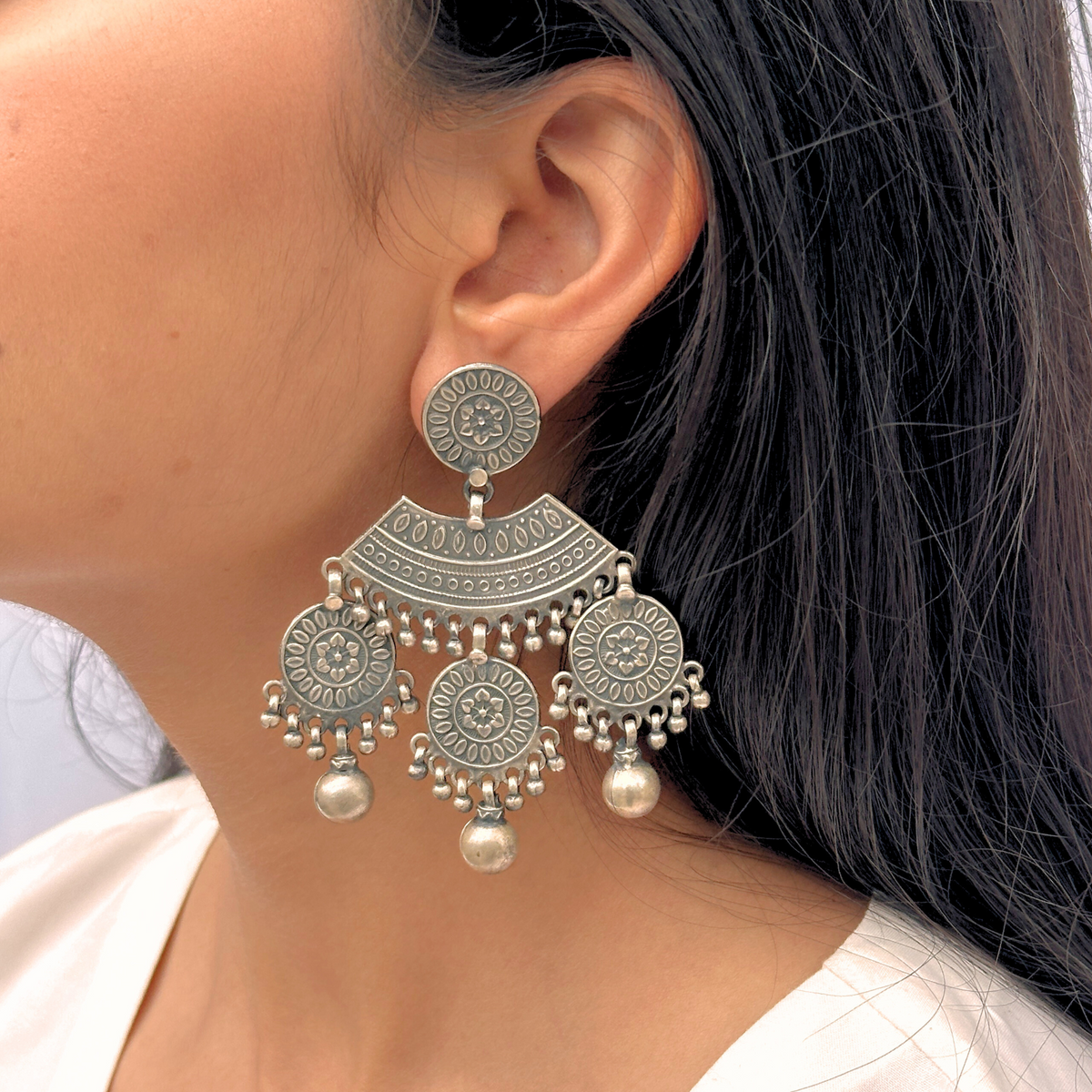 Saanvi Traditional Silver 925 Earrings