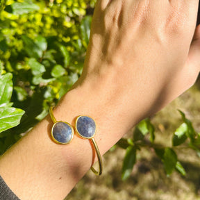 Sally Sapphire 18K Gold Plated Silver Bangle