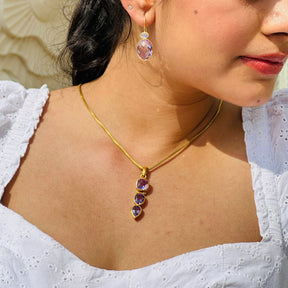 Grop Amethyst 18 KT Gold Plated Silver 925 Love Pendnat