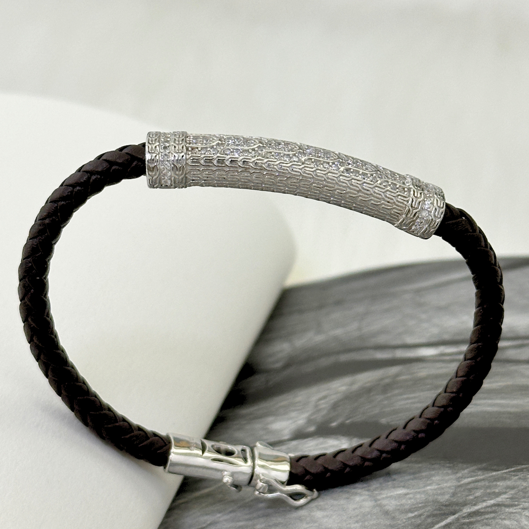 Zale Men's Zircon Silver 925 Bracelet