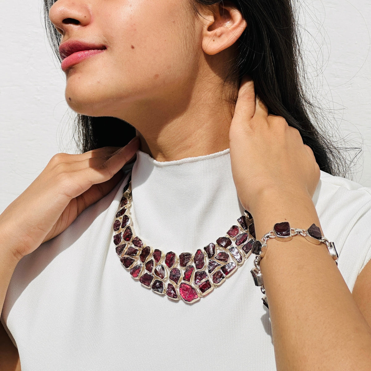 Mahira Garnet Silver 925 Necklace