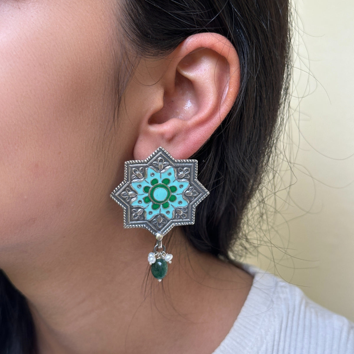 Agura Enamel Silver 925 Earrings