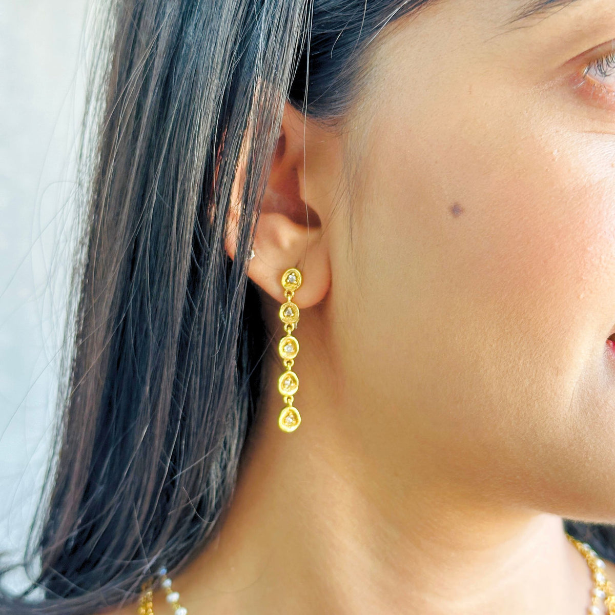 Anchovy Diamond 18K Gold Plated Silver 925 Earrings