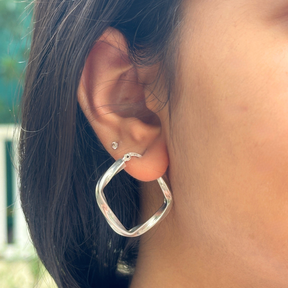 Flare Silver Hoop Earings