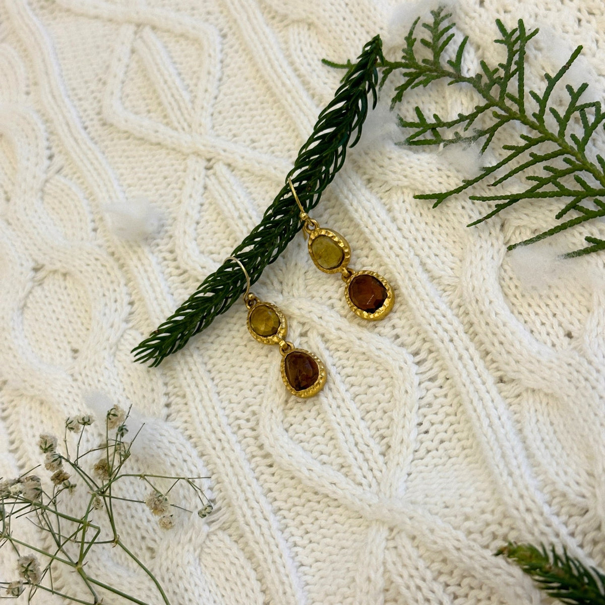 Tourmaline double drop earrings