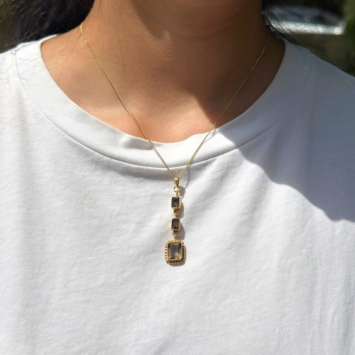 Leon Smokey Quartz 18K Gold Plated Silver 925 Pendant