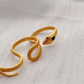 Serp Ruby & Sapphire 18K Gold Plated Silver 925 Love Ring