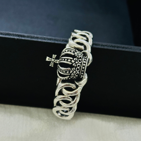 Crown Silver 925 Men's Cuff Bracelet