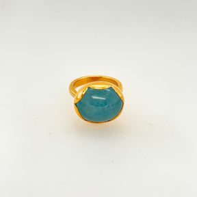 Chonky Aquamarine Gold Plated Silver 925 Ring