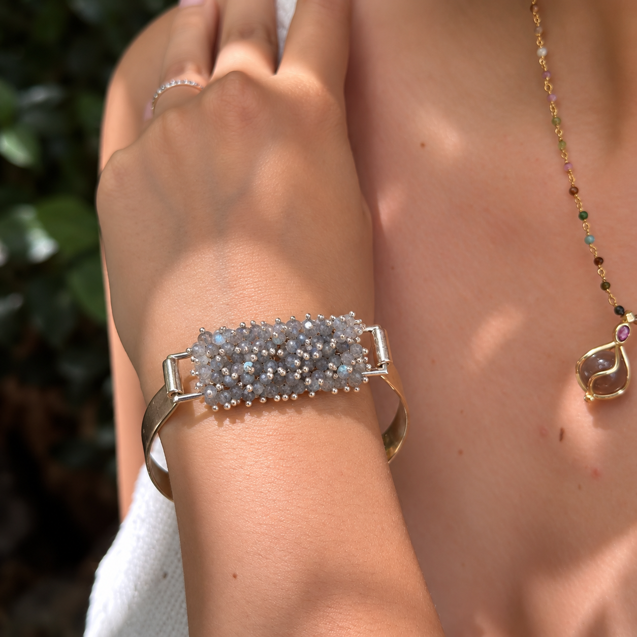 Seol Gemstone 925 Silver Cuffs Bangle