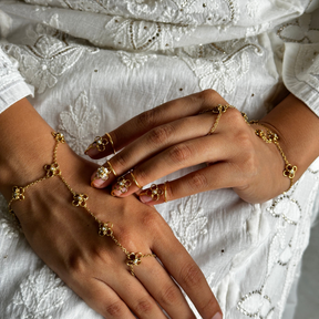 Agira 18K Gold Plated Silver 925 Pearl Nail Ring Set