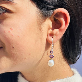 Risa Amethyst & Pearl Silver 925 Earrings