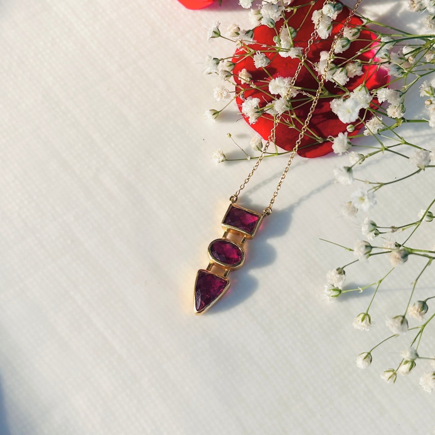 Zion Tourmaline 18K Gold Plated Silver 925 Love Necklace