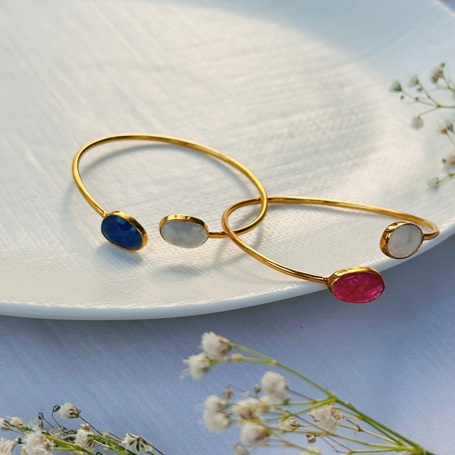 Siva Multi Stone 18K Gold Plated Bangle