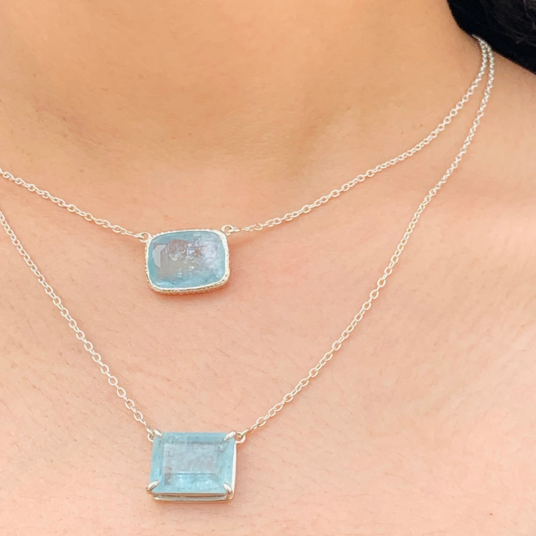 Alda Aquamarine Silver Necklace