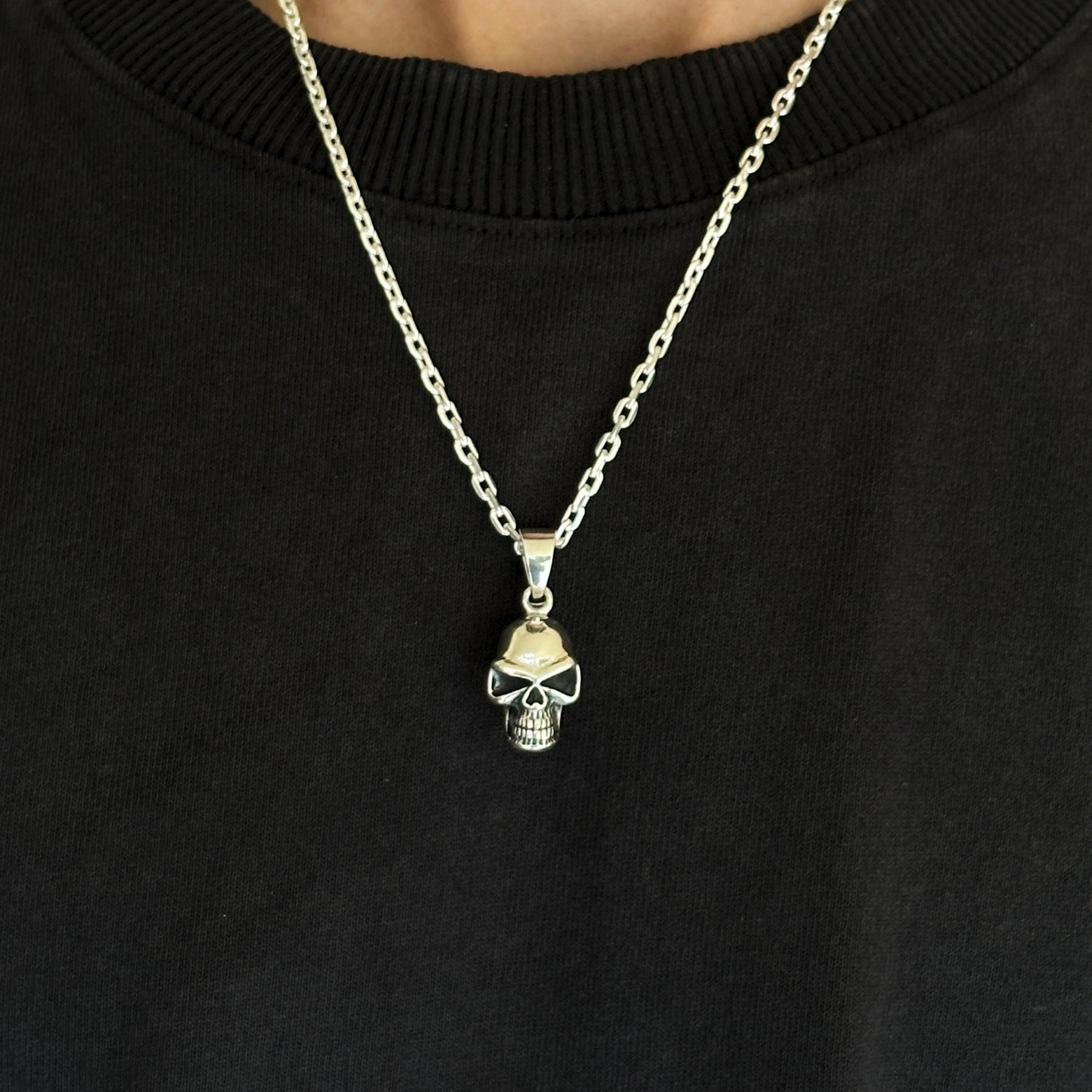 Skull face Silver 925 Men's Pendant