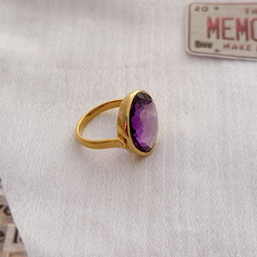 Srim Amethyst Gold Plated Silver 925 Love Ring