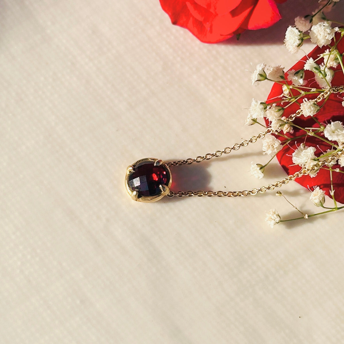 Little Garnet and Silver 925 Pendant Necklace