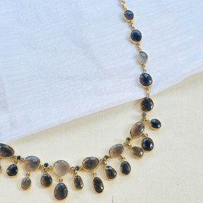 Mary Smokey Quartz 18K Gold Plated Silver 925 Necklace