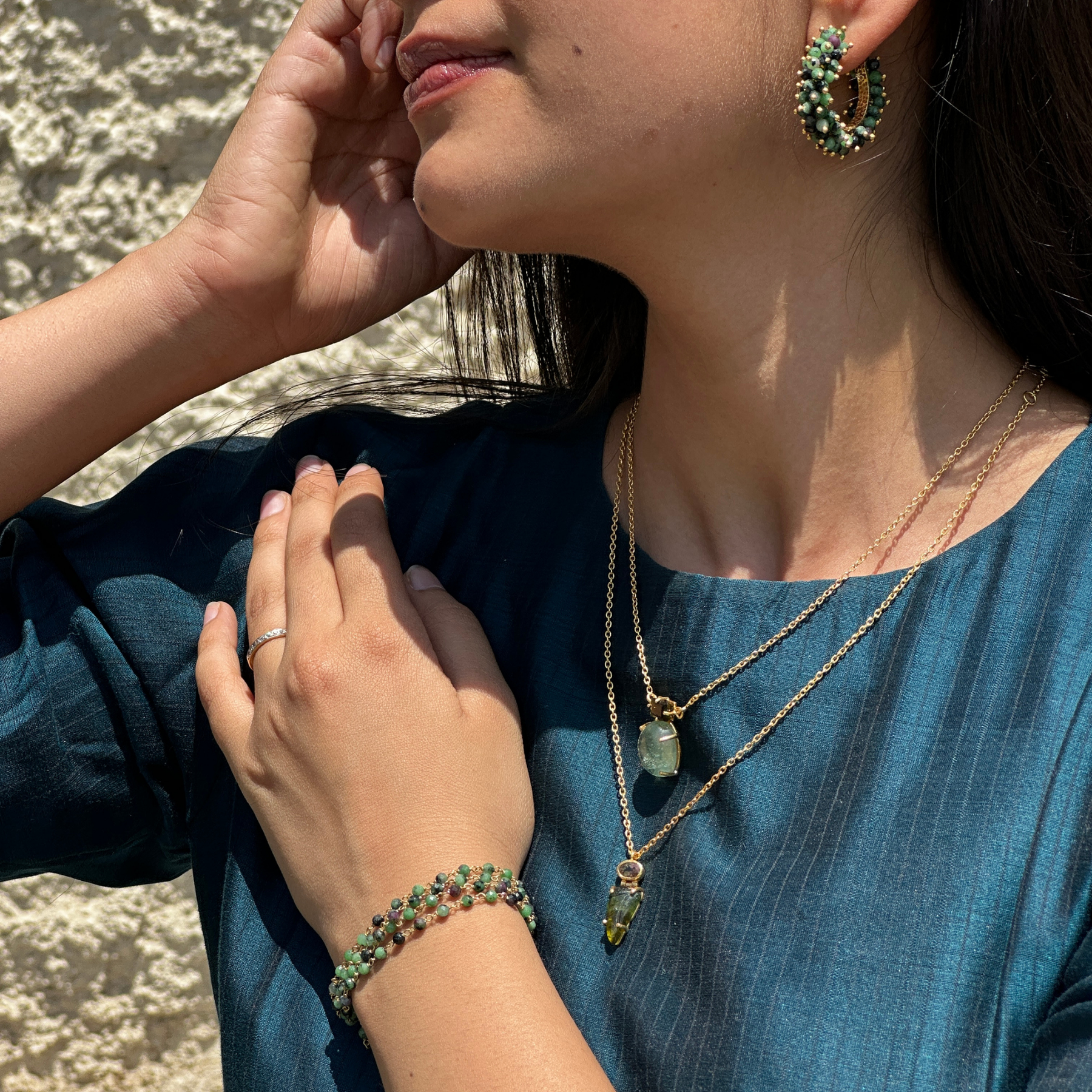 Viro Zoisite 18k Gold Plated Earrings