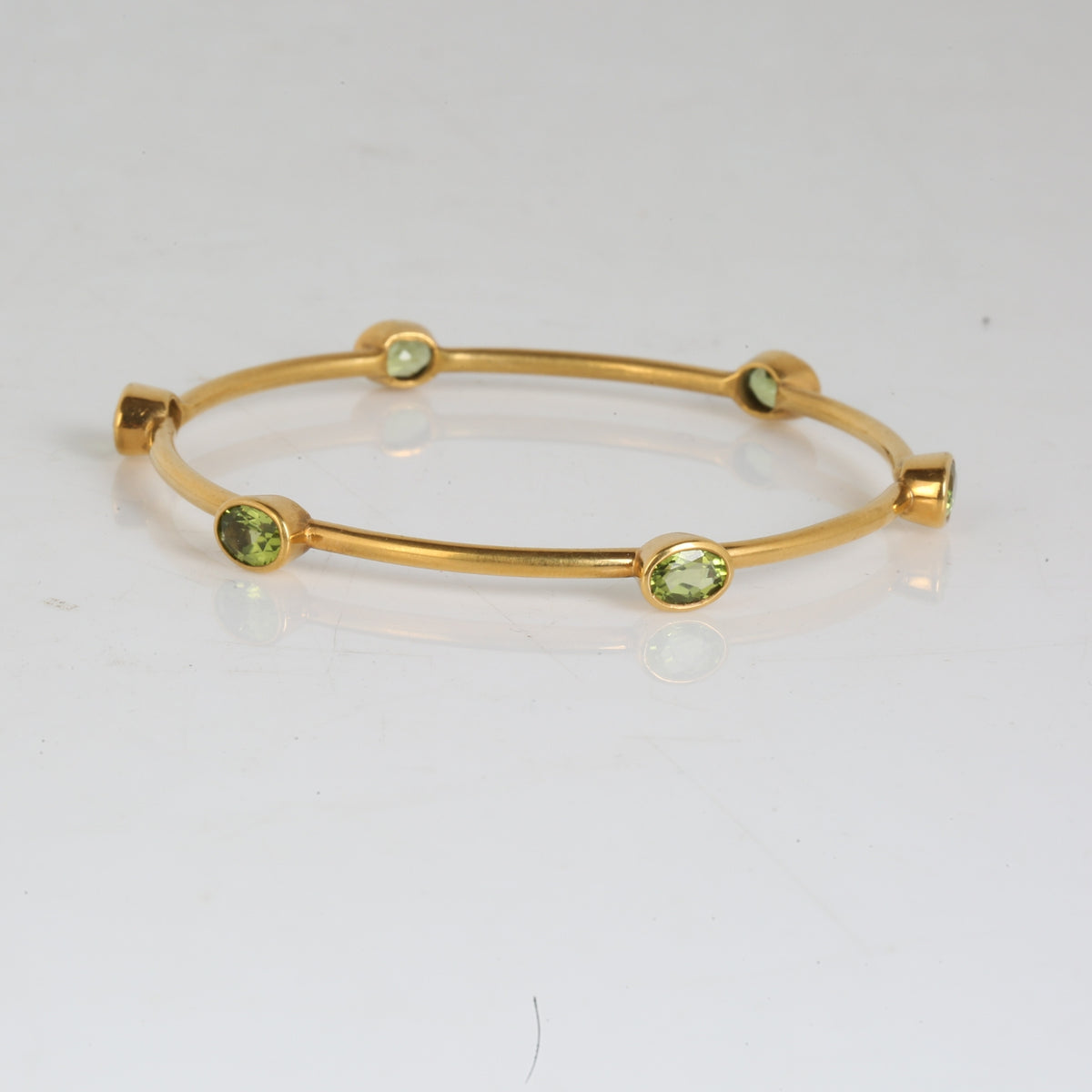 Peru Peridot 18k Gold Plated Silver Bangle