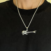 Skull Guitar Silver 925 Men's Pendant