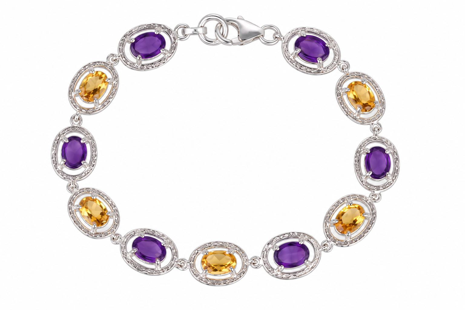 Yuna Amethyst & Citrine Bracelet in 925 Silver