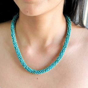 Hymn Turquoise Beaded 18K Gold Plated Silver 925 Necklace
