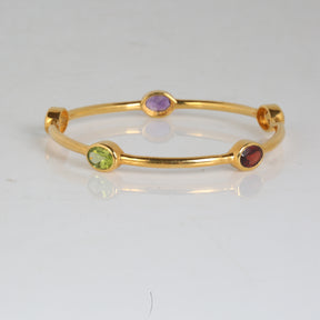 5 Stone 18k Gold Plated Silver Bangle