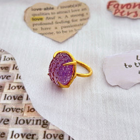 Glimmer Amethyst Gold Plated Silver 925 Love Ring