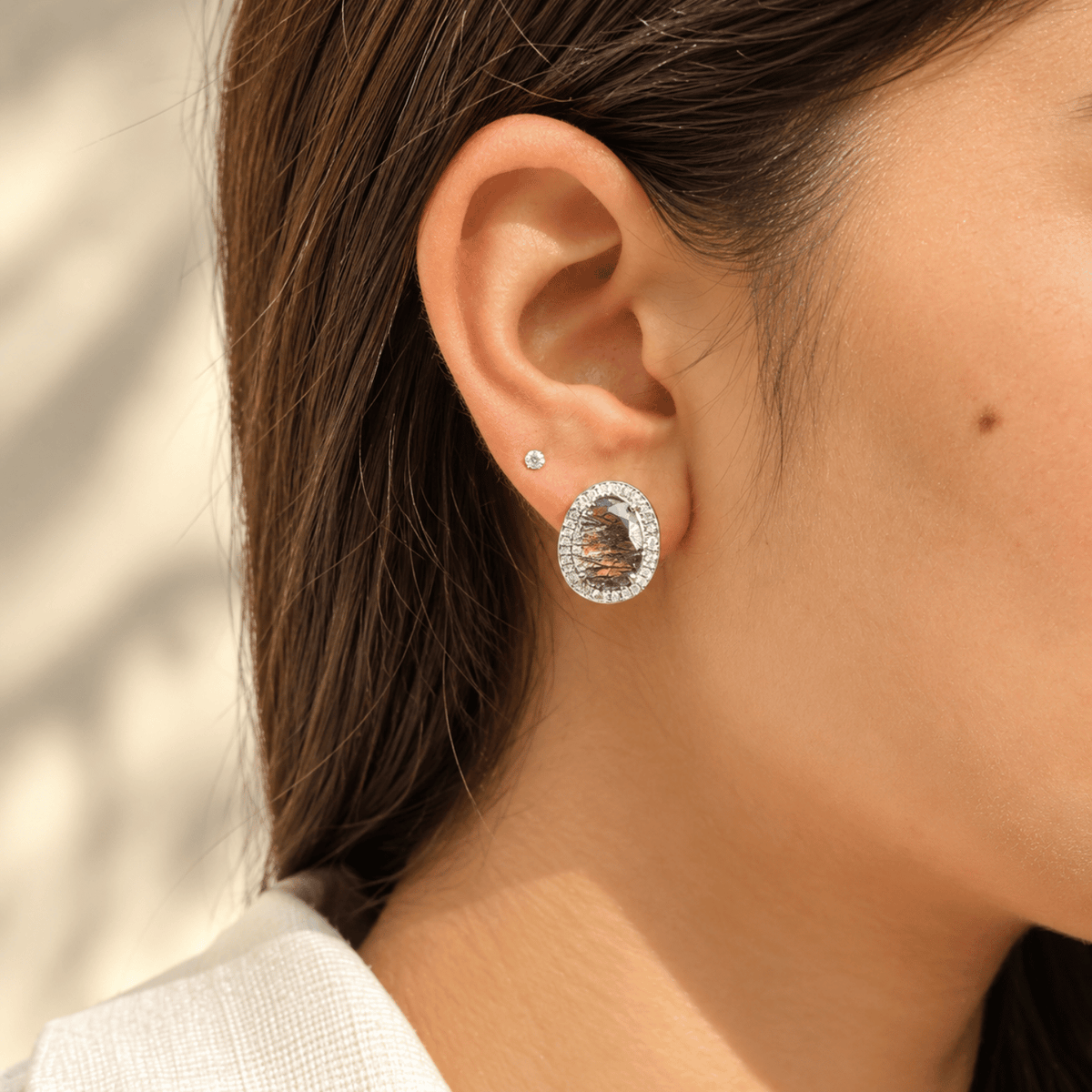 Luca Rutile Quartz Silver 925 Studs Earrings