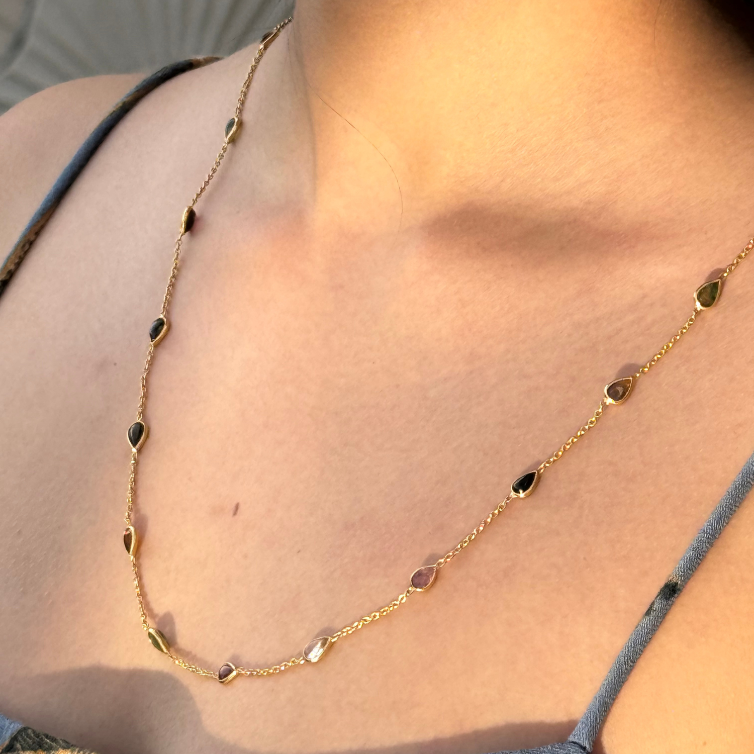 Zuri Tourmaline 18k Gold Plated Silver 925 Necklace