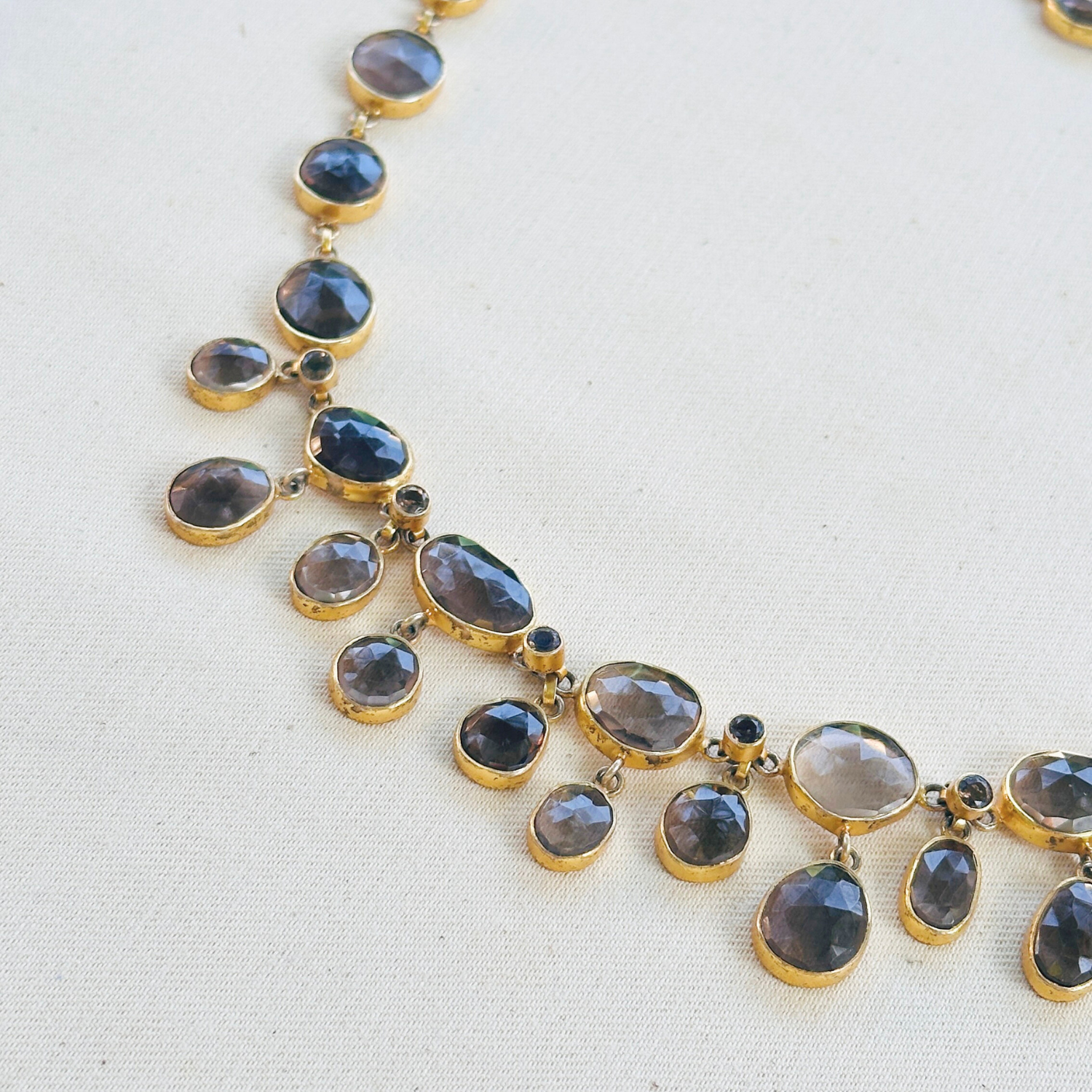 Mary Smokey Quartz 18K Gold Plated Silver 925 Necklace