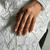 Agira 18K Gold Plated Silver 925 Pearl Nail Ring Set