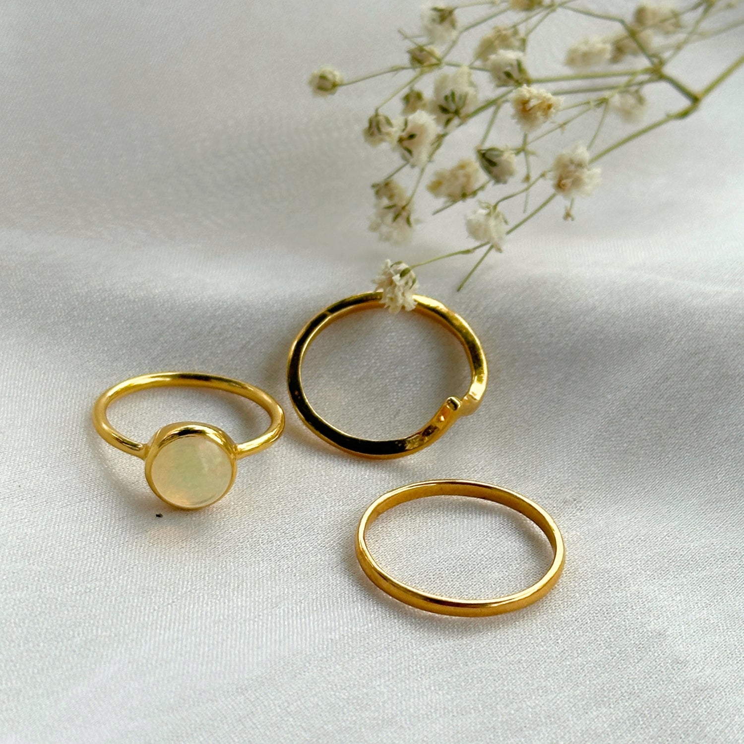 Moonlight Opal Gold Plated Silver 925 Stack