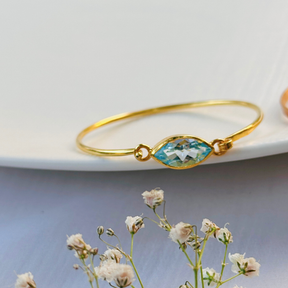Ari Blue Topaz Gold Plated Silver 925 Bangle