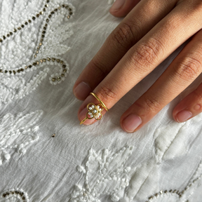Vani 18K Gold Plated Silver 925 Pearl Nail Rings