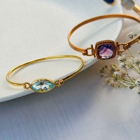 Eun Amethyst Gold Plated Silver 925 Bangle
