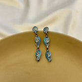Ethnic Enamel Long Silver 925 Earrings