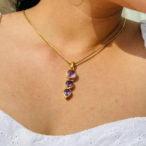Grop Amethyst 18 KT Gold Plated Silver 925 Love Pendnat