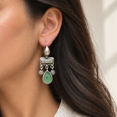 Nysa Silver 925 Oxidised Drop Earrings