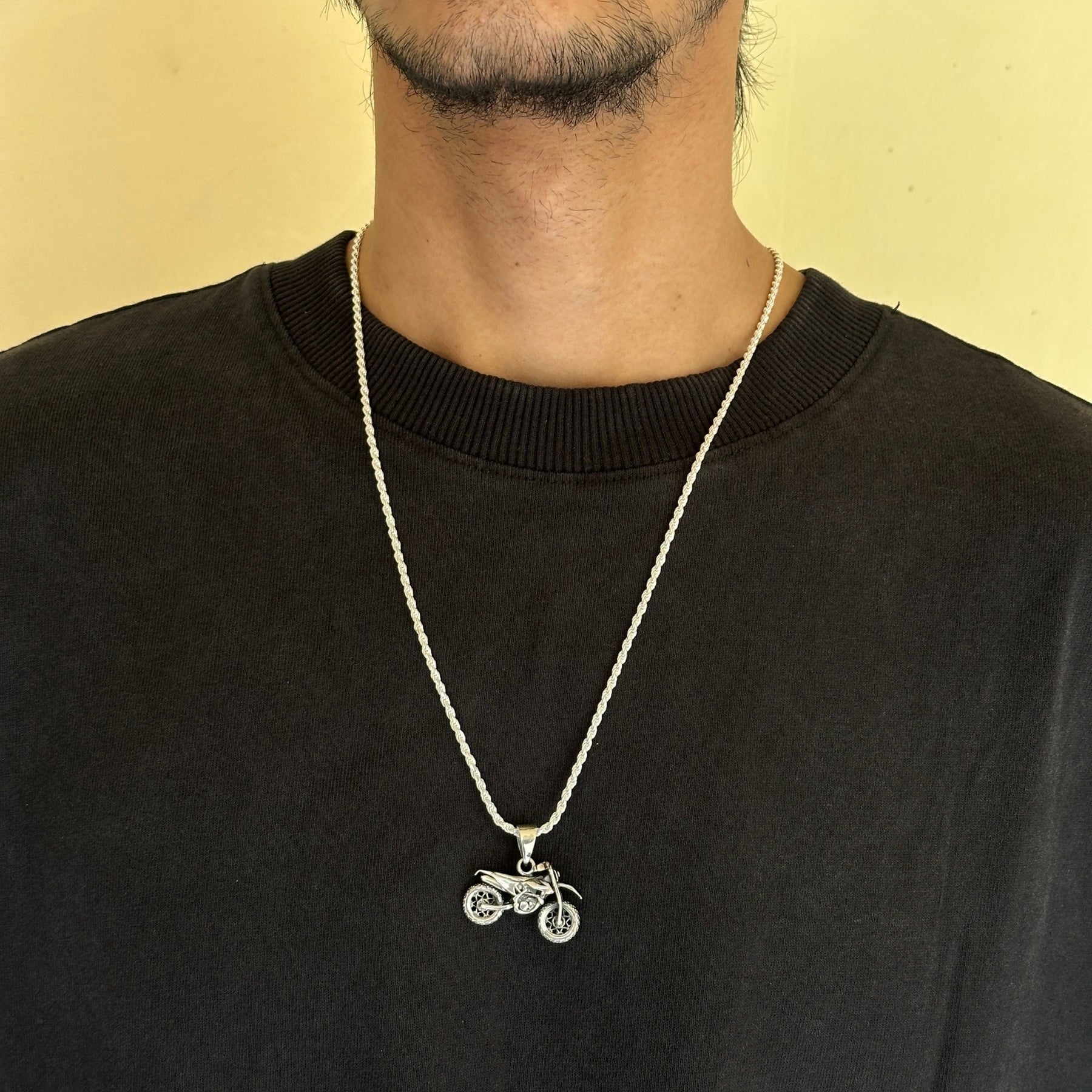 Motorcycle Silver 925 Men's Pendant
