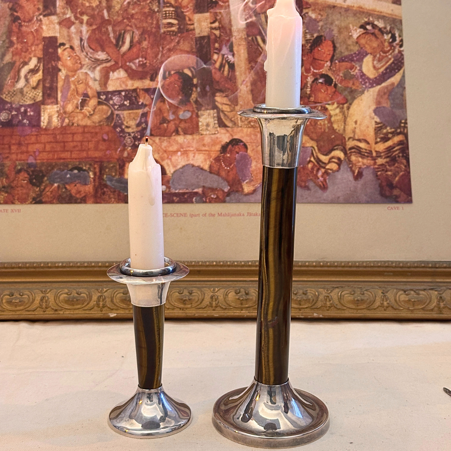 Iro Tiger Eye Silver 925 Candle Stand