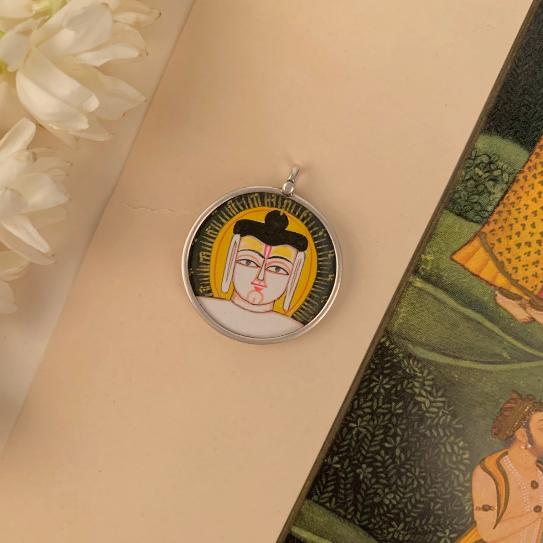 Gautam Handpainted Miniature Art Silver Pendant