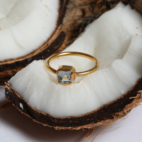 Tansy Aquamarine Gold Plated Silver 925 Ring