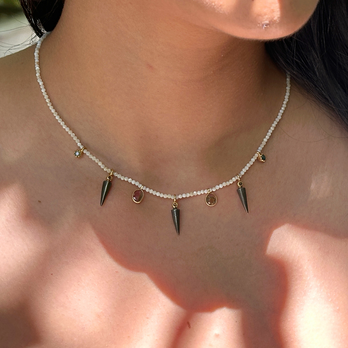 Mirae Color Stone 18k Gold Plated Silver 925 Necklace