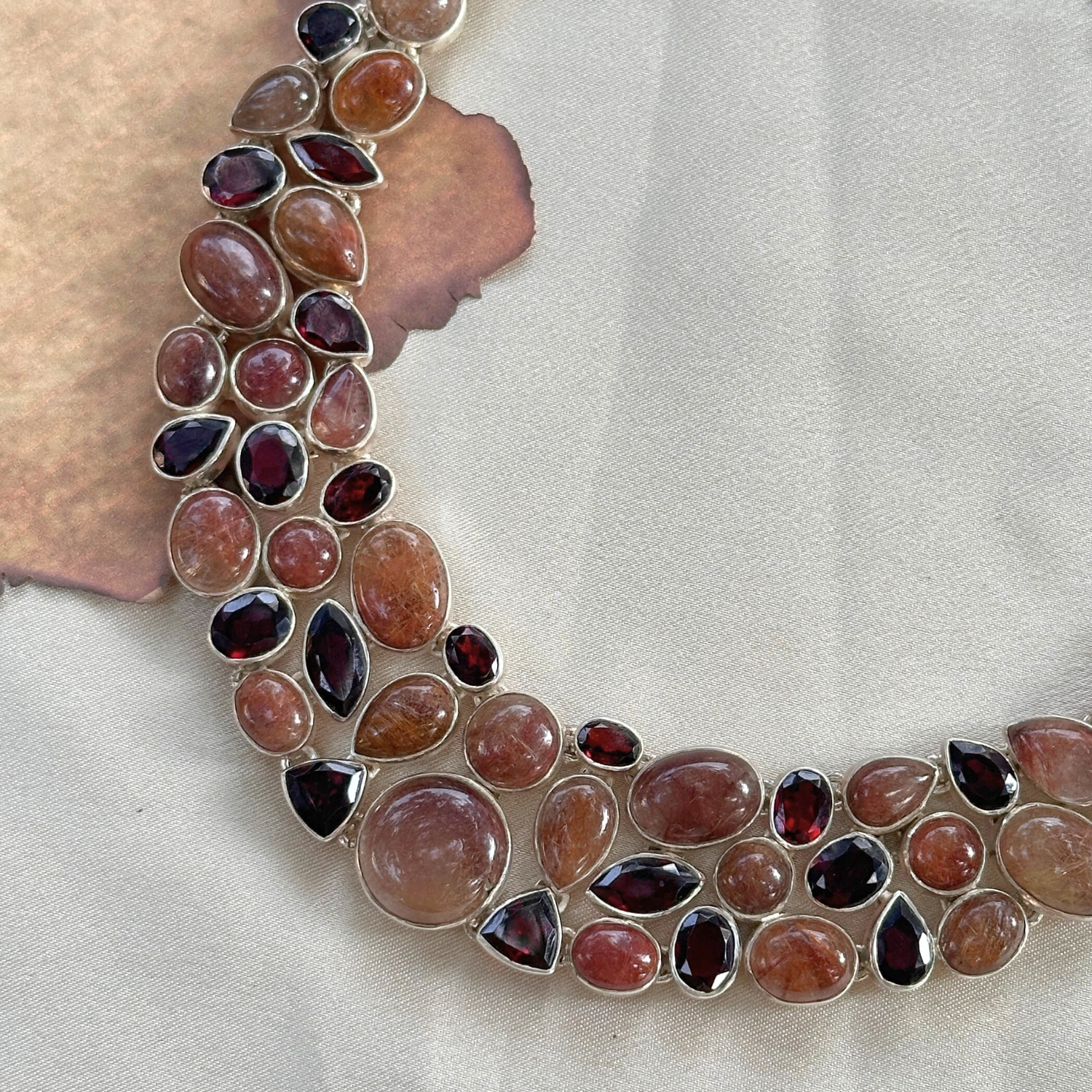 Raha Garnet & Rutile Silver 925 Necklace