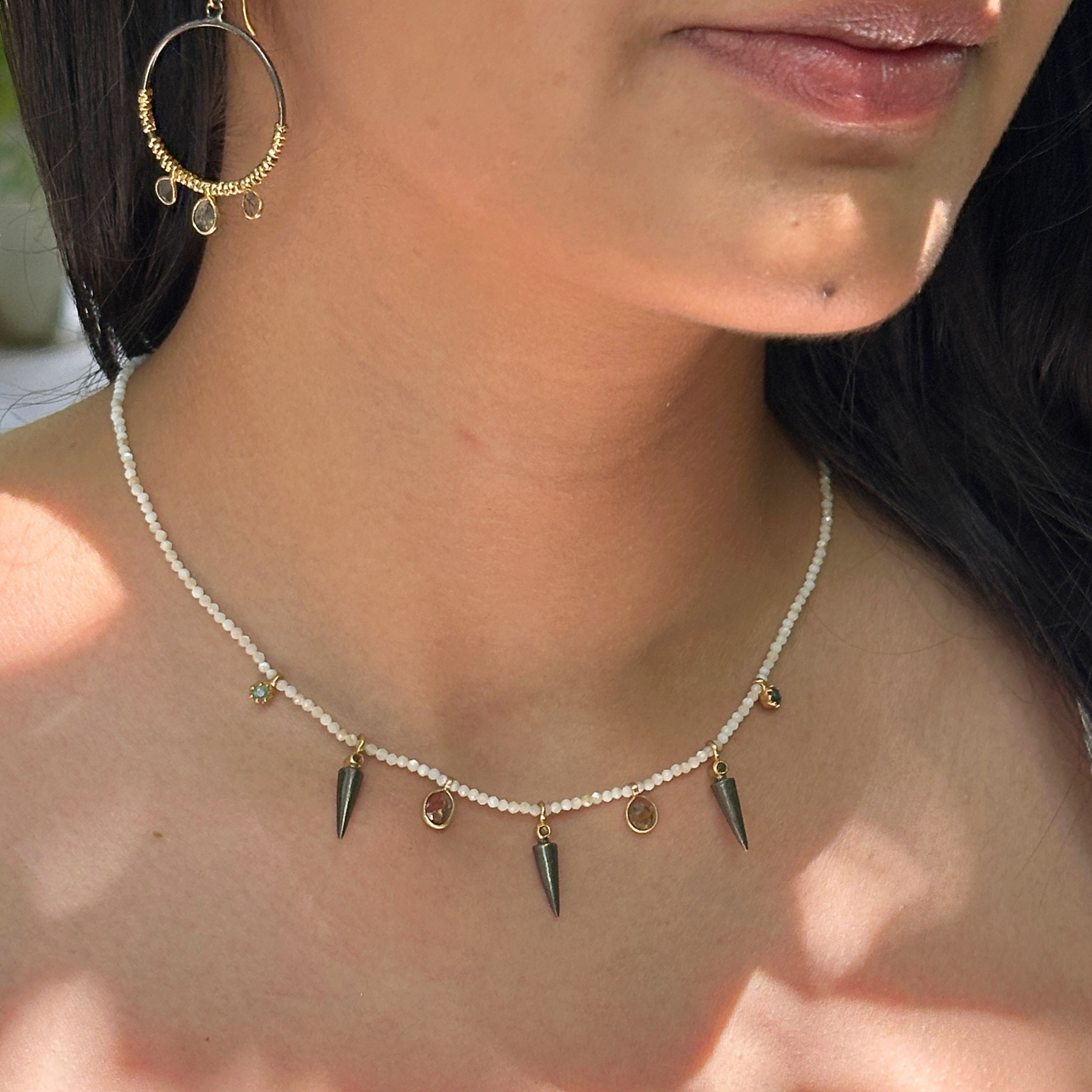 Mirae Color Stone 18k Gold Plated Silver 925 Necklace